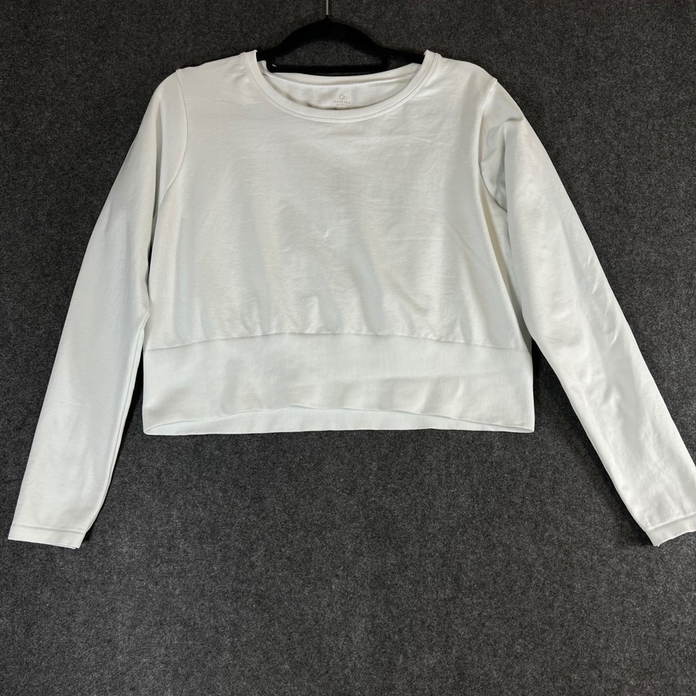 OFFLINE by Aerie Womens XXL White Cropped Long Sleeve Crewneck Sweatshirt